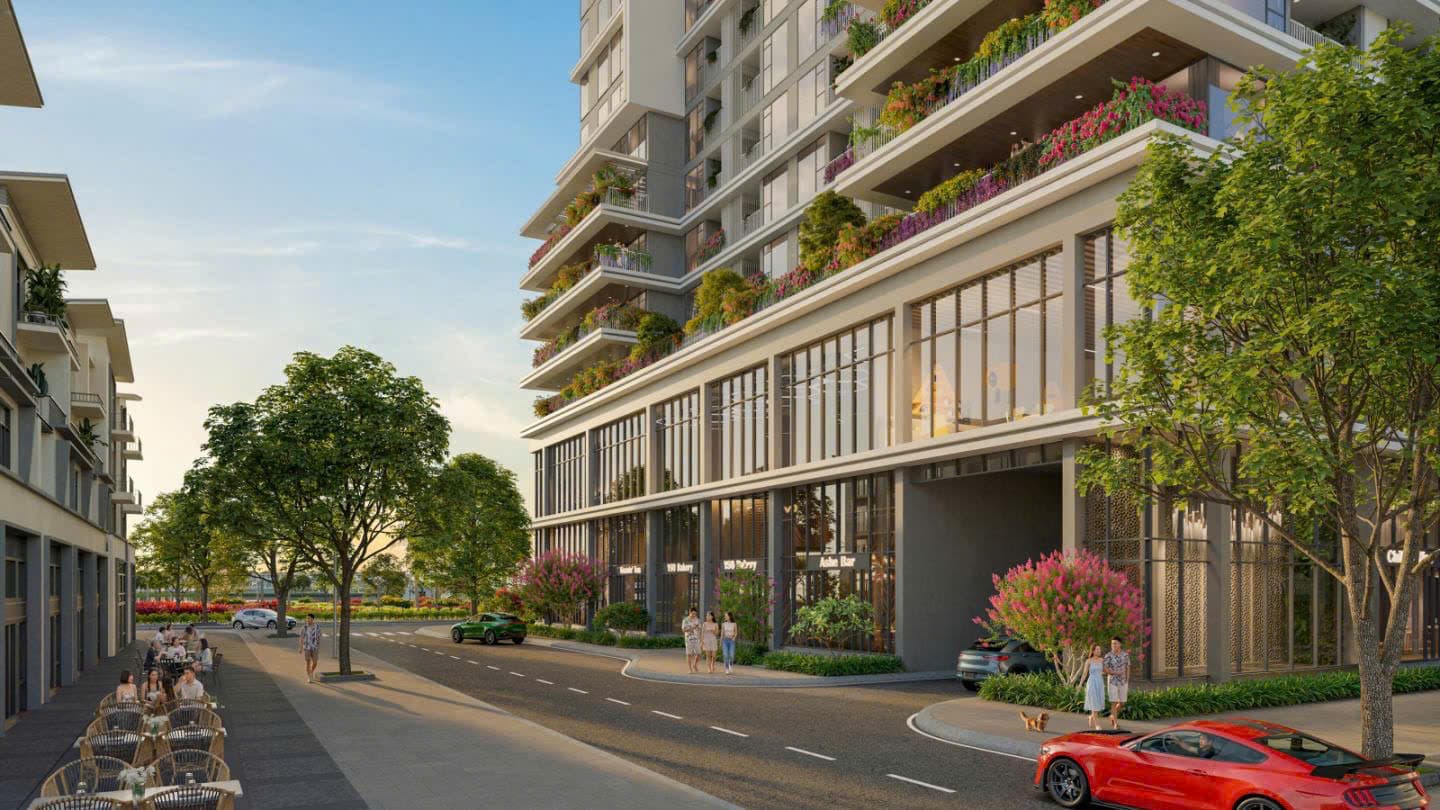 Khối đế shophouse dự án S-Light Tower. Ảnh: Sun Property.