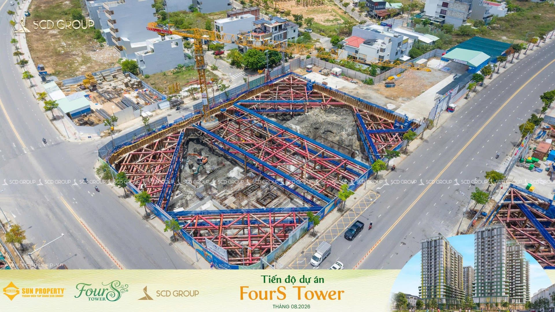 Cập nhật tiến độ dự án FourS Tower tháng 08/2026.